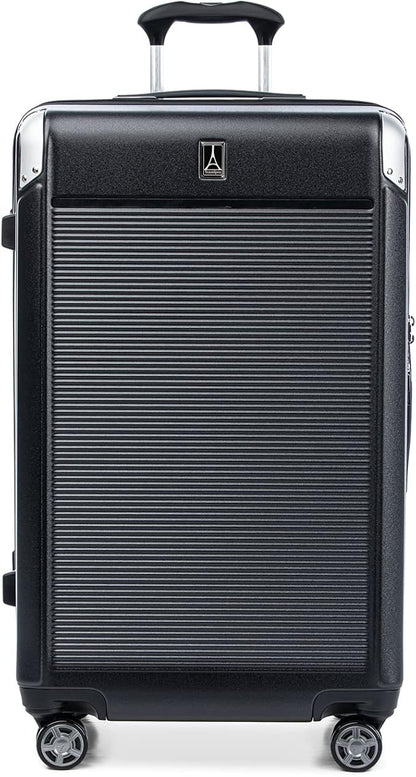 Travelpro Platinum Elite Hardside Expandable Checked Luggage, 8 Wheel Spinner, TSA Lock, Hard Shell Polycarbonate Suitcase, Shadow Black, Checked Large 28-Inch