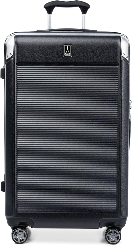 Travelpro Platinum Elite Hardside Expandable Checked Luggage, 8 Wheel Spinner, TSA Lock, Hard Shell Polycarbonate Suitcase, Shadow Black, Checked Large 28-Inch