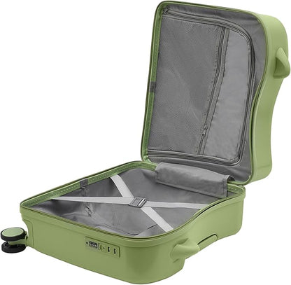 18" Kids Ride-On Suitcase,33.6QT Children's Luggage Case with Password Lock and Silent Universal Wheels (Olive Green)