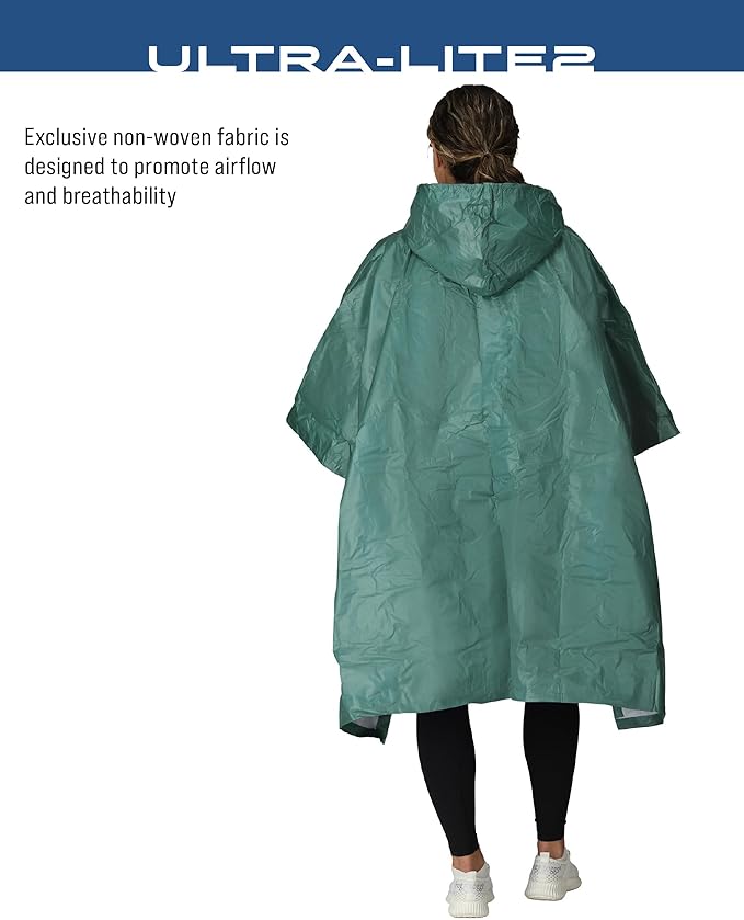 FROGG TOGGS Ultra-lite2 Waterproof, Breathable Rain Poncho, Adult and Youth Sizes