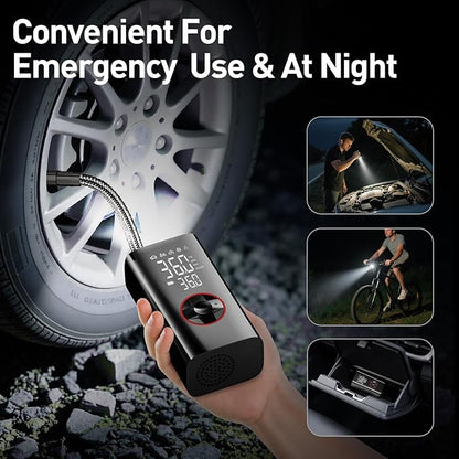 Tire Inflator Portable Air Compressor - 150PSI Cordless Air Pump for Car Tires, Portable Tire Inflator for Cars with Pressure Gauge, Tire Pump for Bike, Motorcycle, Auto Shut-off