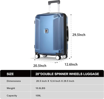 Luggage Sets 2 Piece, 20/28 Inch Lightweight Expandable PC Hardside Durable Suitcases with Spinner Wheels & TSA Lock, Blue