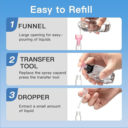 Keychain Travel Perfume Bottle - Refillable Cologne Spray Atomizer Mini - Small Travel Size Essentials for Sprayer Empty Container - Portable EDC Airplane Gadgets Gift for Men 8ml Black