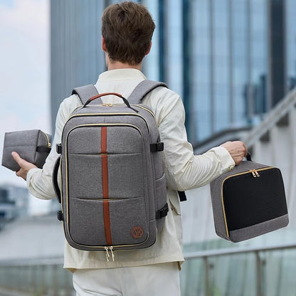 40L Travel Laptop Backpack for Women & Men, Airline Approved Carry On Luggage Overnight Bags, Waterproof Personal Item Bag, Weekender Essentials Backpacks Vacuum Backpack Gray