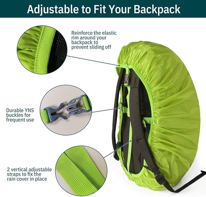 Unigear Backpack Rain Cover Waterproof Rating 5000mm Ultraportable and Durable with 2 Anti-Slip Buckle Strap, Integrated Carry Pouch Design (Green, Meidum)