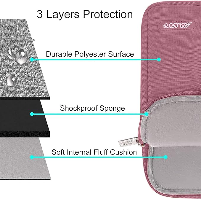 MOSISO Laptop Case 15 inch, 15 inch Laptop Sleeve Compatible with MacBook Air 15 M4 A3241 M3 A3114 M2 A2941 2025 2024 2023,Dell XPS 15,Polyester Vertical Computer Sleeve Bag with Pocket, Dusty Rose