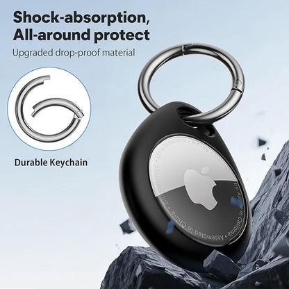 MAIRAN AirTag Holder 4 Pack, Anti-Scratch Waterproof TPU Protective Case with All-Metal Keychain Clip, Durable Apple AirTag Accessories for GPS Tracker FitsKeys, Pet Collar, Luggage,Backpacks