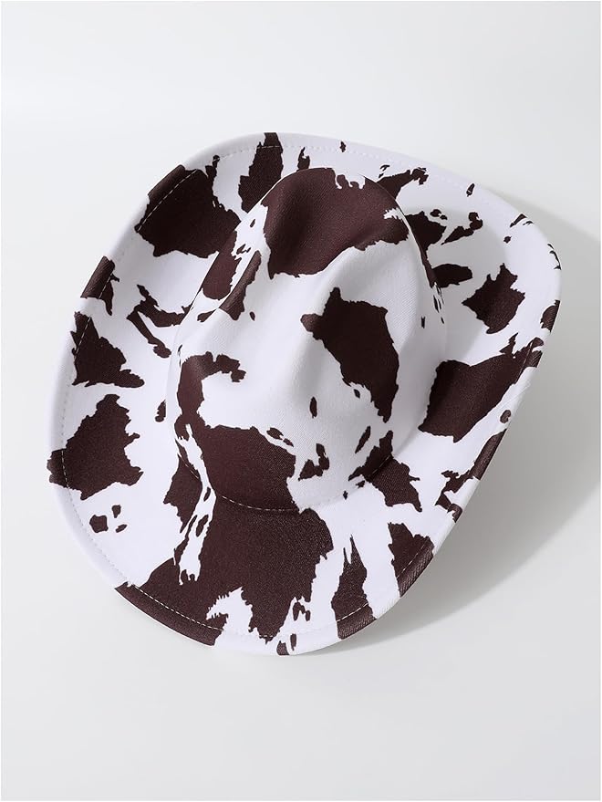 WDIRARA Women's Cowboy Hat Cow Print Western Cowgirl Hats Travel Vacation