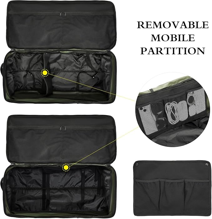 Extra Large Rolling Travel Duffle Bag with Wheels Shoes Compartment Wet Pocket 85-100L Big Expandable Duffel Bag for Men Women Heavy Duty Foldable Collapsible Luggage Camping, Green