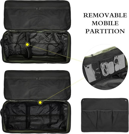 Extra Large Rolling Travel Duffle Bag with Wheels Shoes Compartment Wet Pocket 85-100L Big Expandable Duffel Bag for Men Women Heavy Duty Foldable Collapsible Luggage Camping, Green