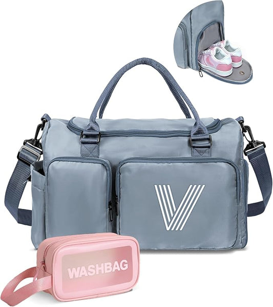 Initial Gym Bag for Girls, Kids Travel Duffel Bag, Sports Bag, Personalized Weekender Bag, teacher appreciation gifts, wedding gifts for couples 2025