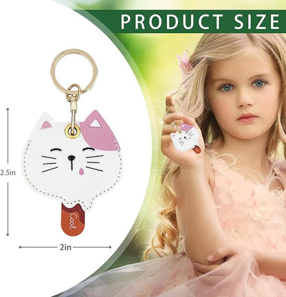 Leather Keychain Case Holder Compatible with Apple AirTag, GPS Airtag Keychain Finder Tracker with Key Ring, Anti-Scratch Protective Air Tag Cover