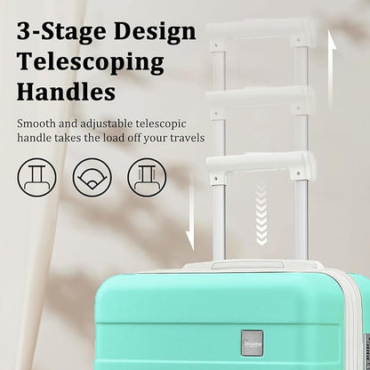 imiomo Hard Shell Luggage Sets 5 Piece for Women, Lightweight Hardside Rolling Suitcase Set with Spinner Wheels and TSA Lock, Green