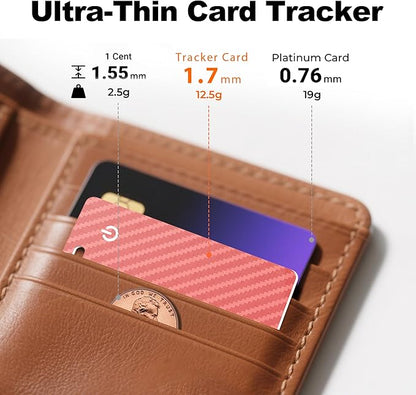 [Apple MFi Certified] Wallet Tracker Card with Apple Find My (iOS Only) Rechargeable Air Tracker Tags Bluetooth Wallet Finder IP68 Waterproof GPS Tracker Item Finder for Keys, Bags, Passport Red