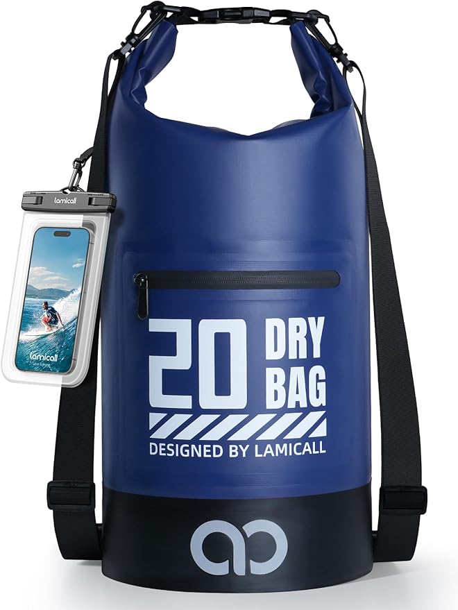Lamicall Dry Bag, Waterproof Bag - [Durable & Floating] 5L/10L/20L/30L/40L Roll Top Drybag with Water Proof Phone Pouch for Travel Swimming Boating Kayaking Paddle Board Camping Beach Accessories