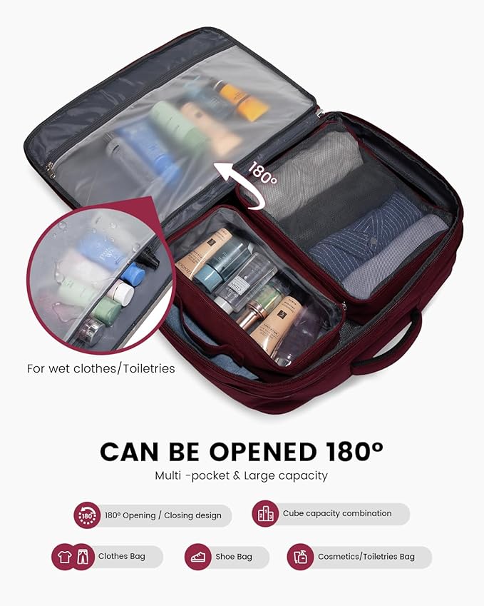 LOVEVOOK Carry on Backpack, 45L Large Travel Backpack for Women Men Airline Approved, Expandable Large Suitcase Backpacks With 4 Packing Cubes, Aer Travel Pack 3, Water Resistant Weekender Bag