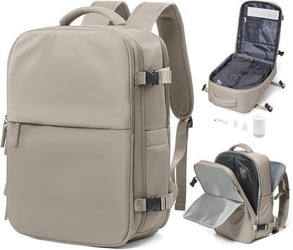 Vacuum Backpack With Pump Large Travel Laptop Backpacks For Women Men Carry On Backpack Vacpack Backpacks With Vacuum Compression Brown