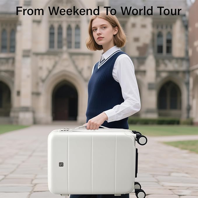 Hanke Expandable Luggage Sets 3 Piece with Spinner Wheels, 20/24/28" Hardside Carry On Luggage Large Suitcase, All-PC Hard Shell Luggage, TSA Lock, Lightweight Durable (Smoke White)