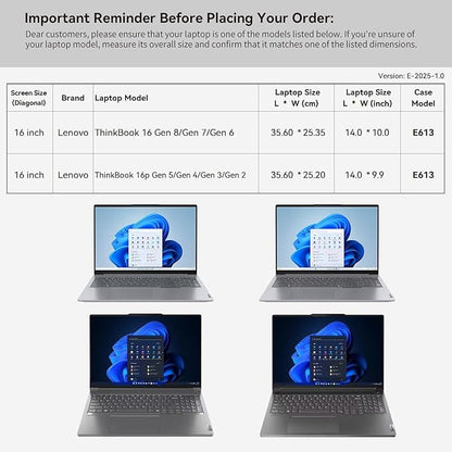 Smatree 16 inch Laptop Sleeve for Lenovo ThinkBook 16 Gen 8/7/6, for ThinkBook 16p Gen 5/4/3/2, Laptop Bag with Accessory Pocket, YKK Zipper, Patented Shockproof Design (E613)