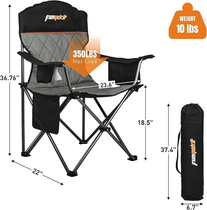 2PC Camping Chairs Portable Chair Folding Chair with Cooler Bag and Cup Holder for Outdoor,Sports,Beach,Fishing, Hiking, Travel, Picnic, Backyard,2PC,Black