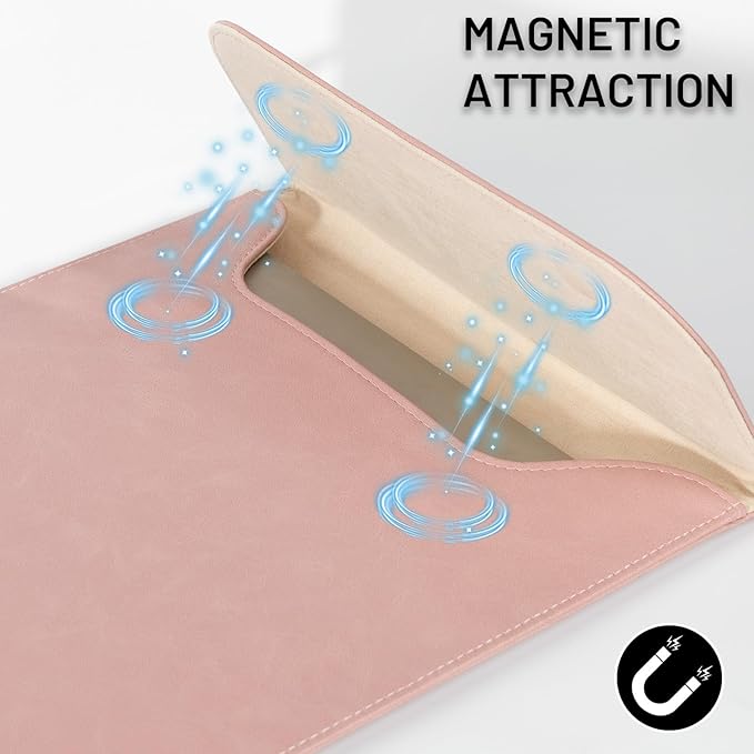 Allinside 15-16 inch Laptop Sleeve Case Compatible with MacBook Air 15 2023-2025/MacBook Pro 16 2021-2024, Waterproof PU Leather Laptop Sleeve Bag Protective Vertical Case Cover, Pink