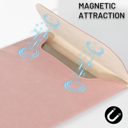 Allinside 13 inch Laptop Sleeve Case for MacBook Air 13 2018-2025/MacBook Pro 13 2016-2022, Waterproof PU Leather Laptop Sleeve Bag Protective Vertical Case Cover, Pink