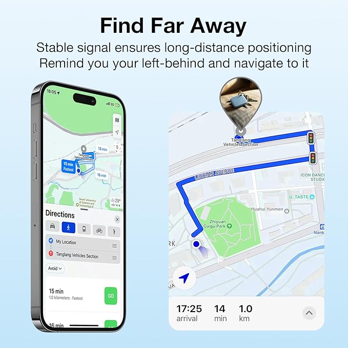 OTIC Smart Tracker Works with Apple Find My & Google Find Hub, for Dual-System Tracking Device Item Finder,Key Luggage Passport,Replaceble Battery (Blue, 2 Pack)