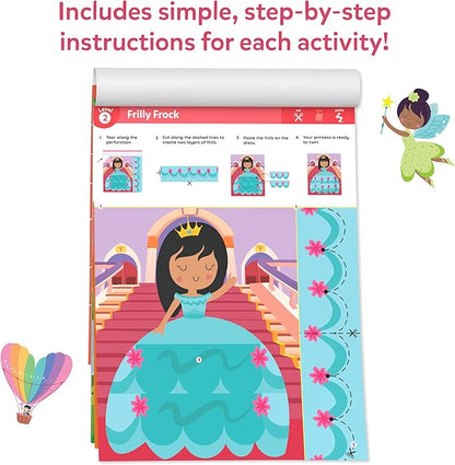 Skillmatics Scissor Skills Activity Book - Snip Snip Unicorns & Princesses, Stocking Stuffers, 25 Fun Cutting Activities, 2 Child-Safe Scissors, Felt Craft Kit, Christmas Gifts for Ages 3, 4, 5, 6, 7