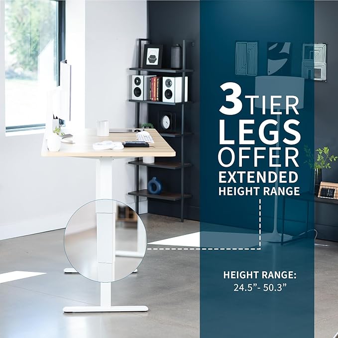 VIVO Electric 71 x 36 in Dual Motor Sit Stand Desk, Memory Height Adjustment, 2B Series, Light Wood Top White Frame, DESK-KIT-2W7C-36