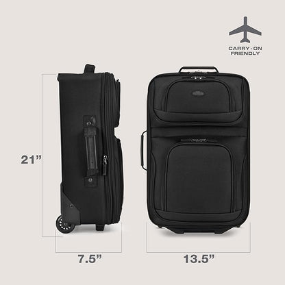 U.S. Traveler Rio Lightweight Softside Rolling Carry-on Suitcase, 2-Wheel Single, Black