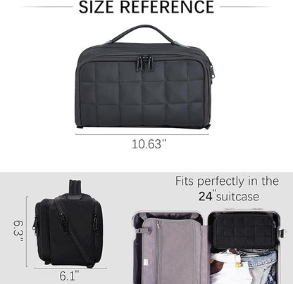 Travel Makeup Bag Large Capacity Cosmetic Organizer Bag for Women,Flat-Opening Make Up Case Travel Bag Waterproof Toiletry Bag for traveling,Toiletries,Essentials,Accessories,Black