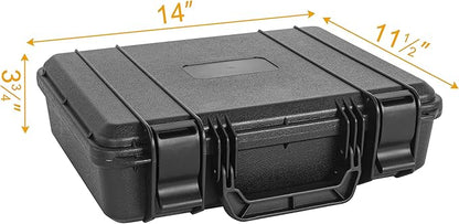 Protective Hard Case Shockproof Water-resistant with Customized DIY Foam Insert fit for Camera, etc, 14 X 11.5 X 3.7-Inch