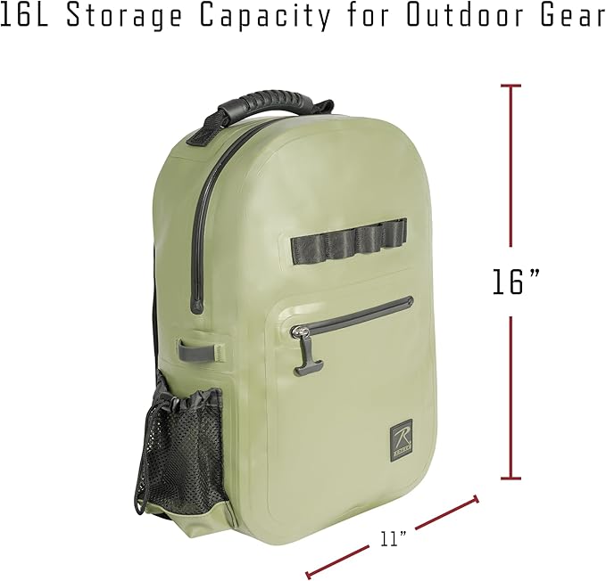 Rothco Waveguard Waterproof Backpack – Dry Storage Bag Hiking Boating Kayaking Canoeing Travel Beach Sack - Desert Sand