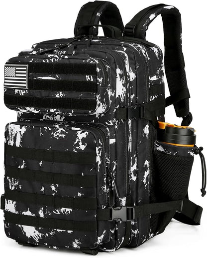 25L Tactical Backpack for Men and Women Military Backpack Small Assault Pack Molle Backpack Bug Out Bag Travel Rucksack Daypack (Black Lightning)