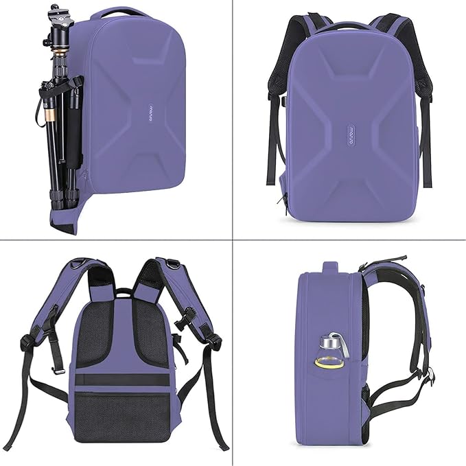 MOSISO Camera Backpack,DSLR/SLR/Mirrorless Photography Camera Bag Full Open Waterproof Hardshell Bag with Insert&Tripod Holder&Laptop Compartment Compatible with Canon/Nikon/Sony, Lavender Gray