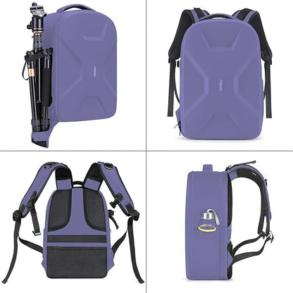 MOSISO Camera Backpack,DSLR/SLR/Mirrorless Photography Camera Bag Full Open Waterproof Hardshell Bag with Insert&Tripod Holder&Laptop Compartment Compatible with Canon/Nikon/Sony, Lavender Gray