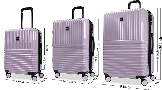 World Traveler Dejuno Tonal 3-Piece Polycarbonate Lightweight Hardside Expandable Spinner Luggage Set with TSA Lock - Lavender