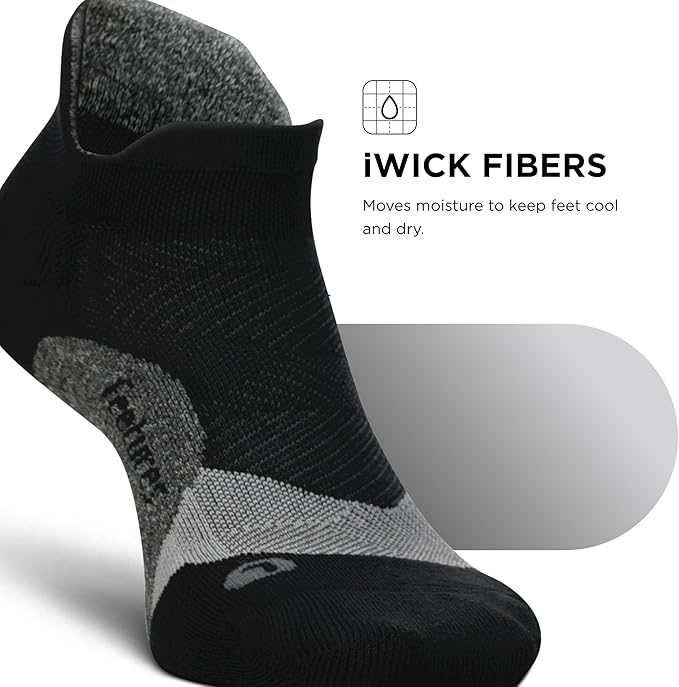 Feetures Elite Light Cushion No Show Tab Athletic Ankle Socks - Sport Sock with Targeted Compression