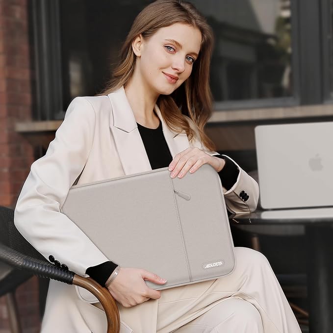 MOSISO Laptop Case 14 inch, 14 inch Laptop Sleeve Compatible with HP Lenovo Dell ASUS Acer, HP Stream, Dell Latitude, Lenovo IdeaPad, Polyester Vertical Computer Sleeve Bag with Pocket, Stone Gray