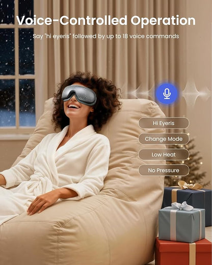 RENPHO Christmas Limited Edition Eye Massager with Heat and Cooling, White Elephant Christmas Birthday Gifts for Mom Dad Women Men Her Him, Eyeris 3 Voice Control, Eye Care Sleep Mask for Migraines