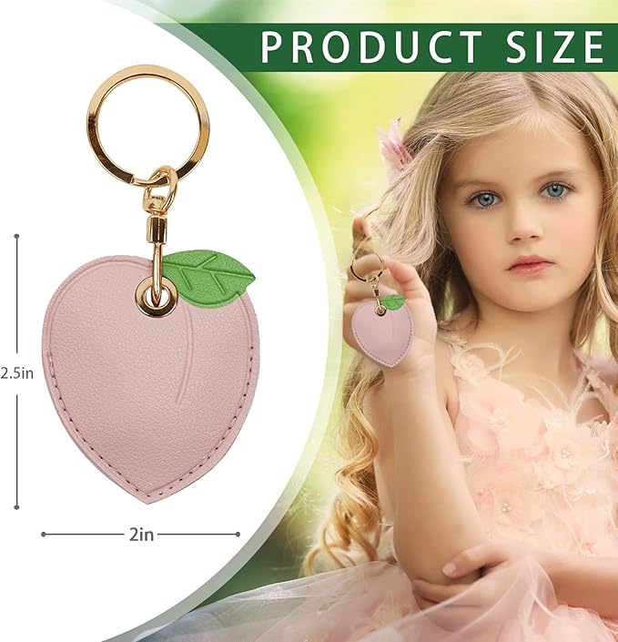 Leather Keychain Case Holder Compatible with Apple AirTag, GPS Airtag Keychain Finder Tracker with Key Ring, Anti-Scratch Protective Air Tag Cover