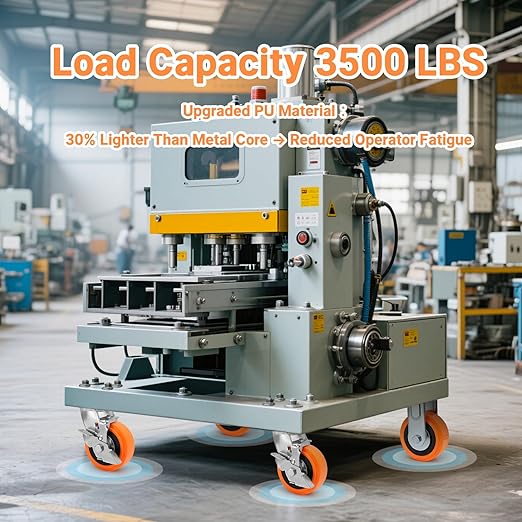 5"x2" Caster Wheels Heavy Duty - Industrial Grade Casters with Upgraded Thickened Bracket Set of 4, Polyurethane Wheel Capacity up to 3500 lbs, Plate Swivel Caster(2 Brake & 2 Rigid)