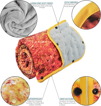 Outdoor Camping Blanket, Warm Thick Blanket with Polar Fleece Packable Down Wearable Camp Blankets with Snap Buttons Soft Puffy Camping Quilt for Cold Weather (Woods, 76'' x 56'')