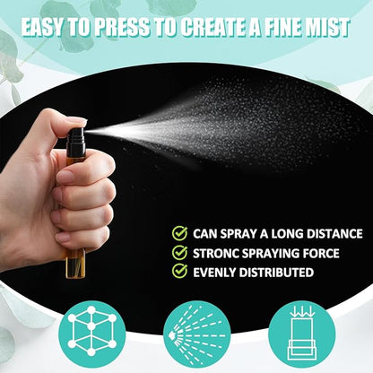 Zhehao 50 Pcs Mini Spray Bottles 10ml Clear Glass Perfume Bottles Refillable Fine Mist Perfume Atomizer Portable Empty Sample Containers for Cleaning, Essential Oils, Travel (Amber)