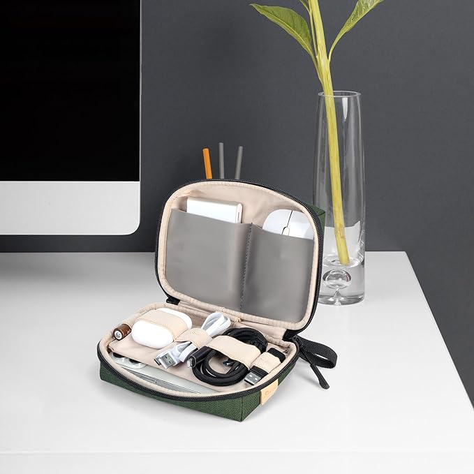 SIMTOP Electronics Organizer Travel Cable Pouch, Small Tech Bag for Cords, Chargers, Power Bank, Earbuds – Portable Cable Pouch for Office, Business Trip, Commute – Water & Scratch-Resistant