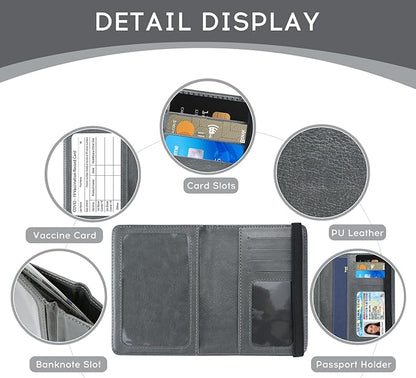 ILIYAH-Passport Cover-Passport Holder for Travel Women/Men Passport Wallet Case Travel Accessories Card Holder Wallet Unisex Travel Gifts(Deep Grey)