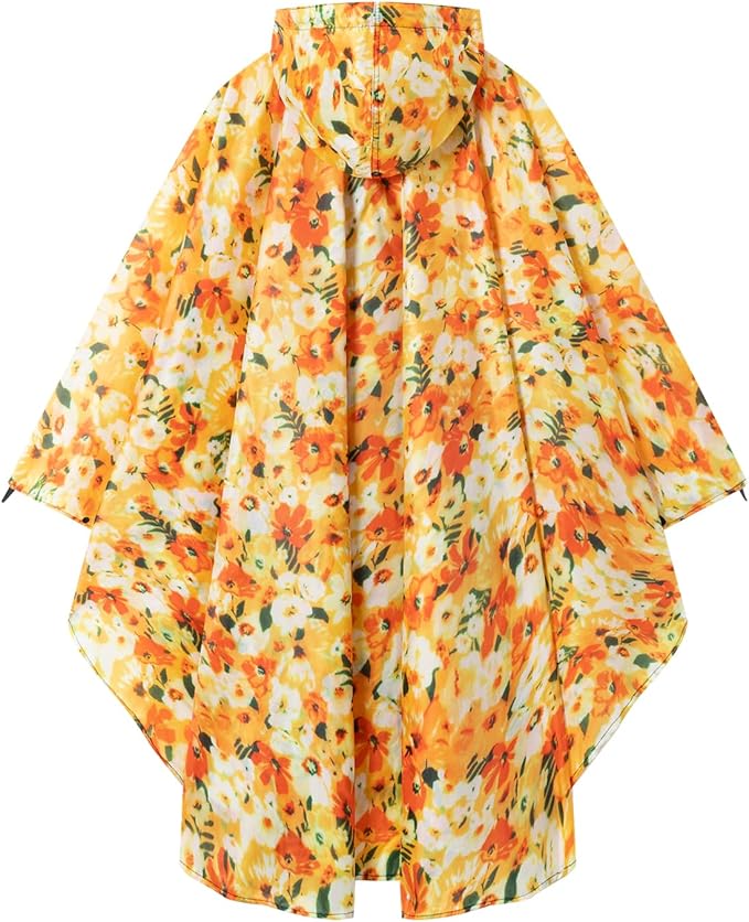 Hooded Rain Ponchos for Adult - Rain Coat and Rain Jacket with Waterproof Pocket and Zipper
