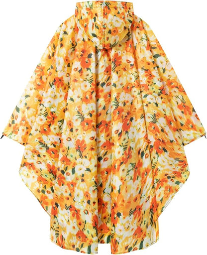 Hooded Rain Ponchos for Adult - Rain Coat and Rain Jacket with Waterproof Pocket and Zipper