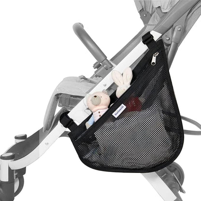 SUNVENO 2-pack Universal Stroller Organizer Caddy with Cup Holders, Wipes Pouch and Extra Storage, Zippered Mesh Side Sling for Pushchair, Black