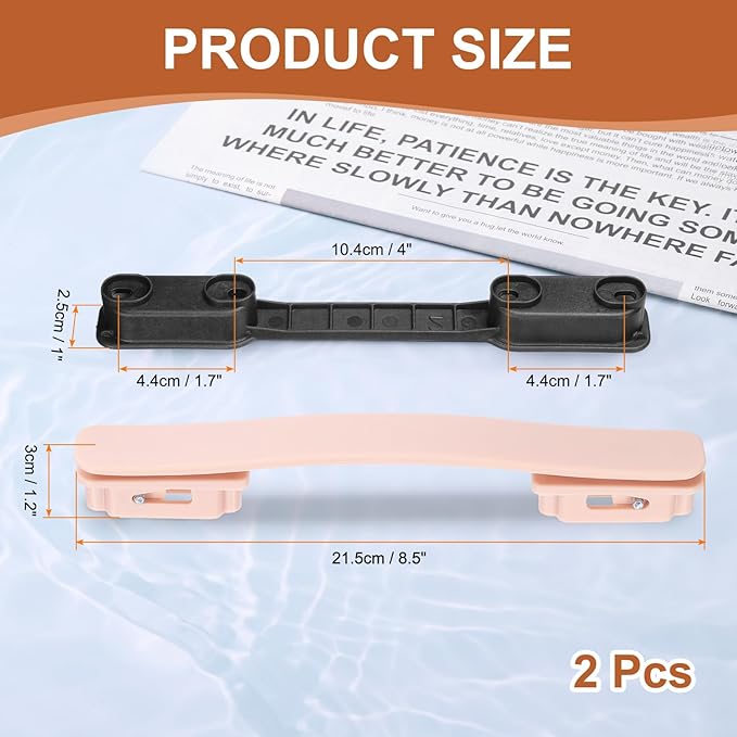 uxcell 2 Pcs Pink Plastic Luggage Handle Replacement, 8.5 Inch Suitcase Handle Carry Strap with Screws